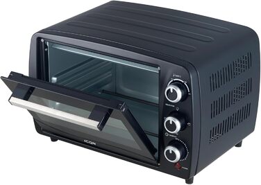 Компактна міні-піч ICQN 15 літрів, 1200 Вт, таймер 60 хв, 3 функції приготування, 90-230C, мала кемпінгова духовка, антрацит, гарантія 2 роки