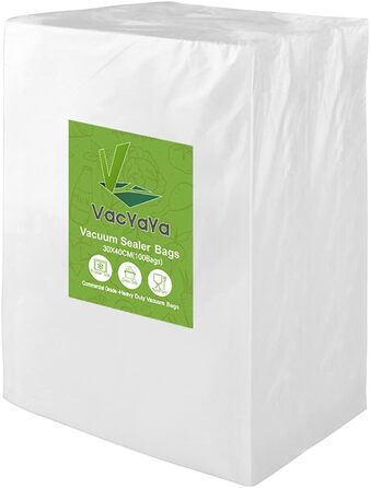 Мішків 30x40 см Вакуумні пакети для харчових продуктів, вакуумні пакети Sous Vide без BPA Пакети для вакуумних пакувальників та плівкових запаювачів підходять (100 мішків) 30X40 см, 100