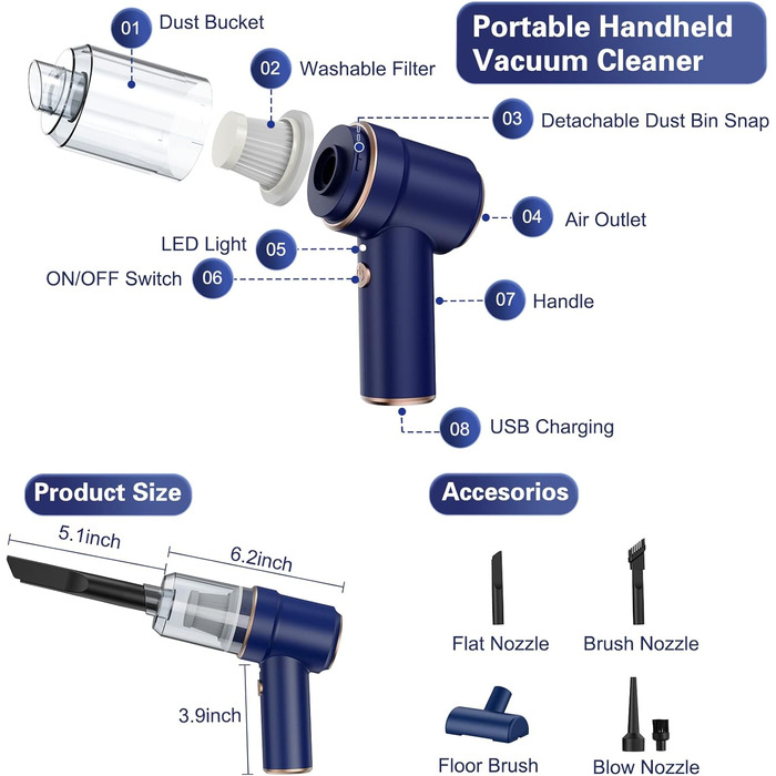Акумуляторний ручний пилосос, автомобільний пилосос POYET, міні-пилосос, автомобільний пилосос з потужним всмоктуванням, що переза