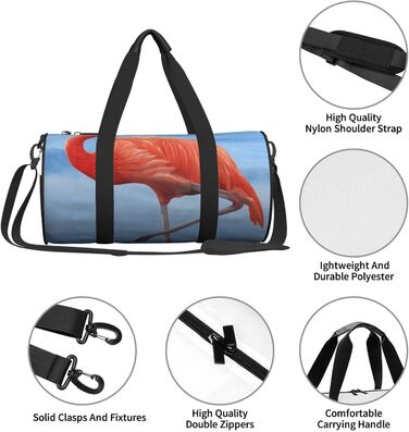Спортивна сумка для подорожей, з принтом фламінго, чорна, універсальний розмір