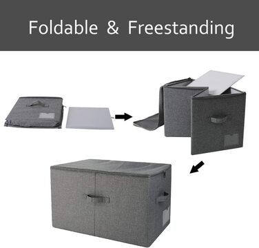 Великі, складні кошики для зберігання речей на блискавці, для спалень, шаф та одягу, 2 шт., чорно-сірі.