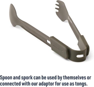 Набір столових приборів Frontier Ultralight - Довга ручка - 1 особа, 2 предмети - Кемпінгова ложка та лопатка тримач - Кемпінговий посуд з твердого анодованого алюмінію - Гладке та матове покриття - Ложка та лопатка 32 г з довгою ручкою