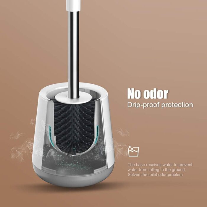 Щітка для унітазу силіконова з піддоном для крапель, тримач щітки для унітазу проти крапель, щітка для унітазу вентильована сушка