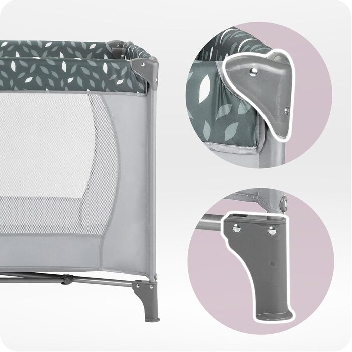 Дитяче ліжечко Momi BELOVE для дітей вагою до 15 кг, Ш65 x Д125 x В78 см (складається 21 x 23 x 80 см), дитяче ліжечко з матрацом, 2 колеса, сумка для транспортування сірого кольору