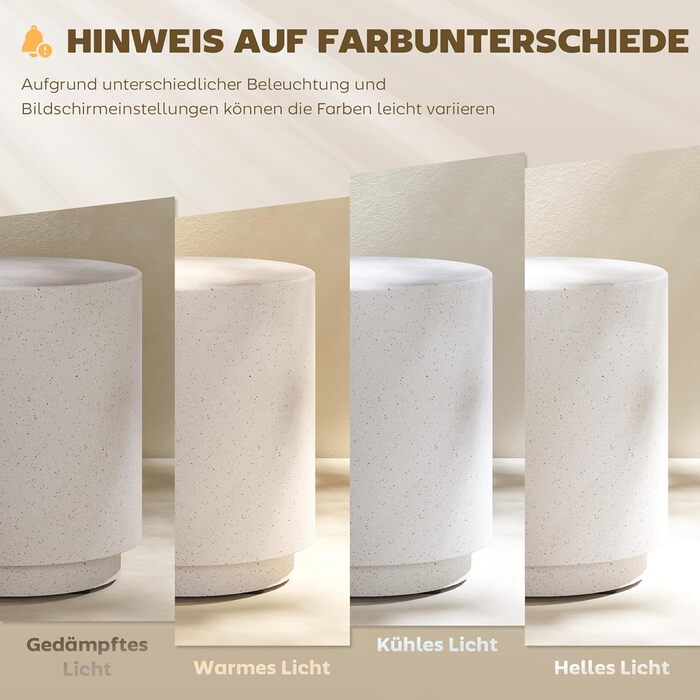 Круглий приставний столик/тумбочка HOMCOM з бетонним виглядом, журнальний столик з підставками для ніг, столик для вітальні, столик-диван, журнальний столик для вітальні/спальні, Ø37 x 43 см, кремово-білий