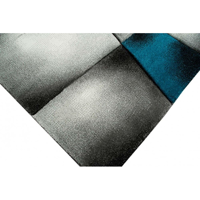 Сучасний килим з коротким ворсом для вітальні килим контурного крою абстрактний сірий чорний білий бірюзовий розмір 160x230 см 160