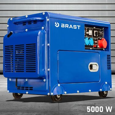 Дизельний генератор електроенергії BRAST 5,7 кВт (7,7 к.с.) з 418 см 5000 Вт 4-тактний дизельний двигун Електронний старт Численні з'єднання для гнучкого використання Тривалий час роботи Генератор електроенергії Дизель 5,7 кВт (7,7 к.с.) 5000 Вт