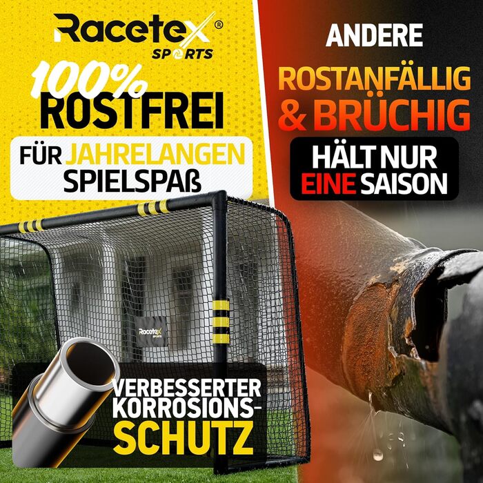Футбольні ворота для дітей та дорослих у саду з антикорозійним покриттям - дитячі футбольні ворота, включаючи ґрунтові анкери для оптимальної стійкості - футбольні ворота з оббивкою по периметру 180 см x 120 см.