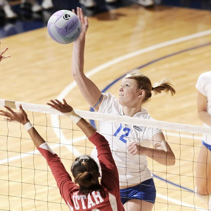 Волейбольний м&39яч розміру 5 з насосом, м&39який шкіряний пляжний волейбольний м&39яч для гри на вулиці та в приміщенні, волейбольний подарунок для дівчаток, підлітків, молоді та дорослих, фіолетовий