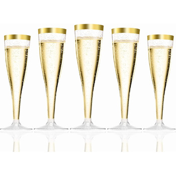Набір келихів для шампанського LStex 60 шт. пластикові з золотим блиском Набір келихів для вина Підходить для весільних вечірок та