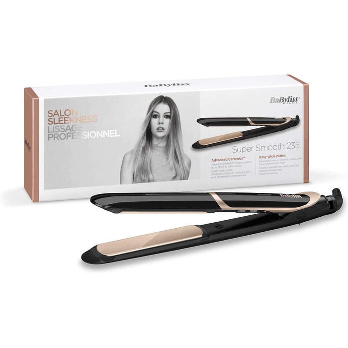 Набір BaByliss фен Italian Air Pro 2200 (сірий, 2200 Вт, AC-мотор, іонізація, 6719DE) та випрямляч Super Smooth 235 (іонізація, 140C - 235C, ST393E)