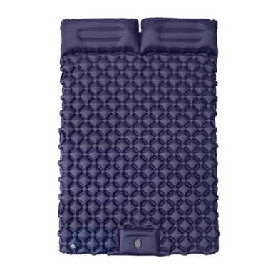 Килимок для кемпінгу, надувний матрац з подушкою, надувний килимок для сну, 180 x 120 x 5 см, ідеально підходить для піших прогулянок, подорожей на природі, кемпінгу на автомобілі, трекінгу та пригод у дикій природі, темно-синій