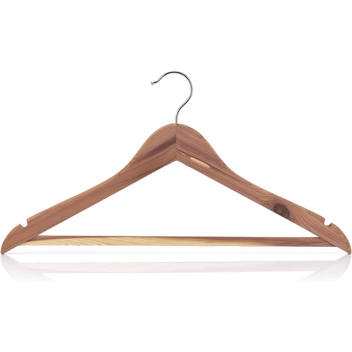 Вішалки для одягу з кедрового дерева 44 см з нековзною штангою для штанів, 24