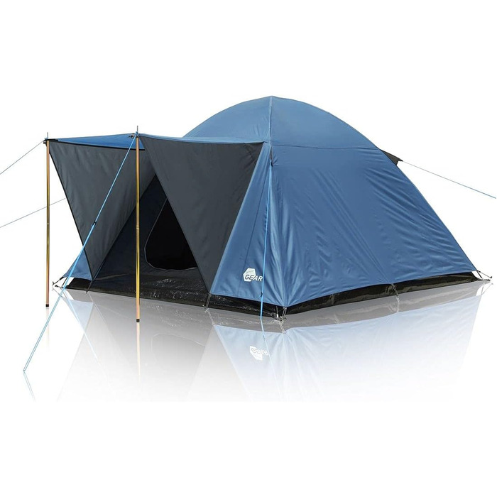 Намет Bosa 3-місний купольний намет із сонцезахисним навісом Вентиляція входу Водонепроникний із 3000 мм Синій сірий