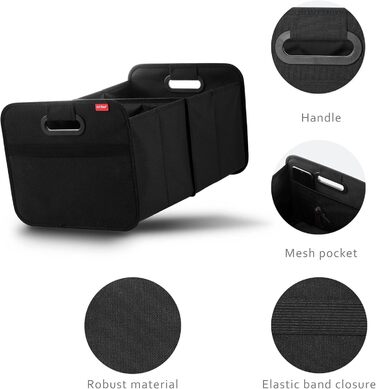 Складана коробка Achilles для автомобіля з охолоджувальною вставкою, складна коробка-холодильник, органайзер для багажника, сумка для багажника з функцією охолодження, складна коробка-холодильник, кошик для покупок, складаний кошик чорного кольору