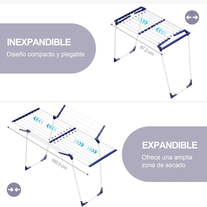 Сушарка для одягу, Сушарка для одягу з крилами, Сушарка для одягу, Висувна складна сушарка для одягу з мішком для затискачів та тр