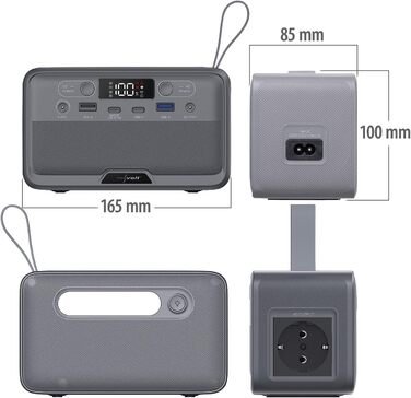 Кемпінгова електростанція Revolt Powerstation Електрична станція та сонячний генератор потужністю 89,6 Втгод, 230 вольт, 100 Вт (літій-літій-полімерний акумулятор, з виходом 12 вольт, ноутбук)