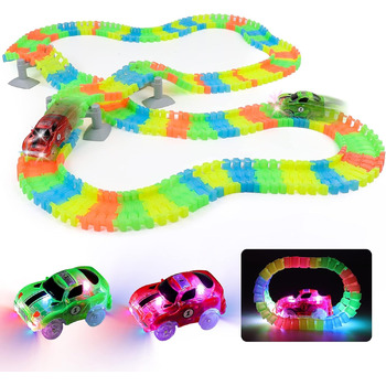 Іграшки від 3 років Автомобіль гоночний трек Машинка іграшка з 240 деталей світлого автомобіля гоночна траса 2 світяться машинки і
