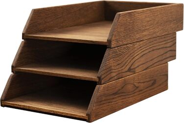 Штабелювані дерев&39яні настільні лотки Royal-Office, набір з 3 шт. Настільний органайзер з дубового дерева Лоток для документів, лоток для паперу, лоток для листів, A4 Офісне приладдя, аксесуари для столу 35 x 24,5 см