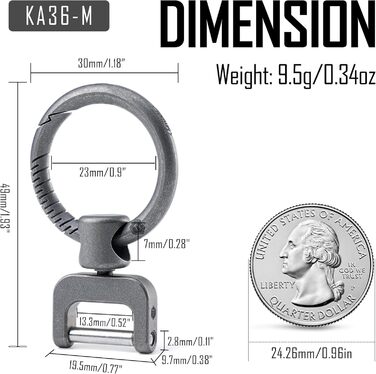 Титановий брелок KeyUnity з боковим принтом, мінімалістичний брелок із швидким відстібанням для карабіна, ключів від машини та ключів від будинку Ka36m