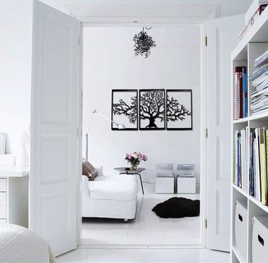 Металеве дерево життя BAUPOR, прикраса для стін, 3D-скульптура з металу, для дому, офісу, спальні, вітальні, зовнішнього оздобленн