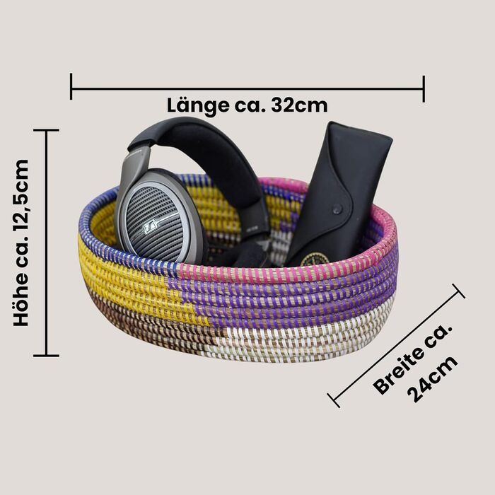 Плетений кошик для зберігання YAADU з кришкою полиця-кошик, хлібниця, органайзер, багатофункціональна полиця-кошик, коробка для зберігання іграшок, косметики, круглий хлібник, модель Yama (різнокольоровий)