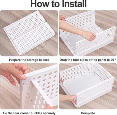 Органайзер для гардеробу, штабелюваний набір із 5 предметів, складний органайзер для гардеробу, коробки для зберігання футболок, коробка для зберігання з шухлядами для спальні, кухні, ванної кімнати, білий