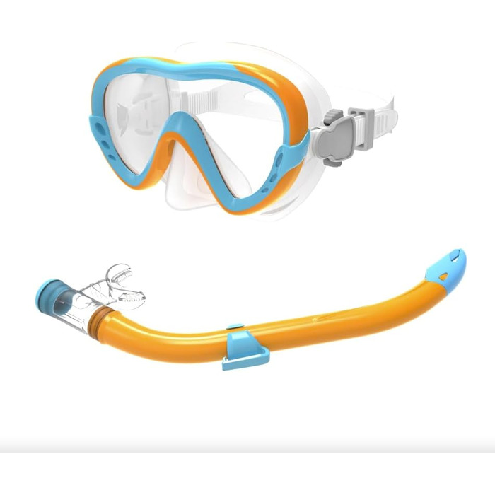 Дитячий набір для підводного плавання, силіконова маска для дайвінгу із захистом від протікання та запотівання, суха трубка, силіконовий матеріал, набір для підводного плавання для хлопчиків та дівчаток, &quotЗнайди свого Немо&quot - синій/помаранчевий