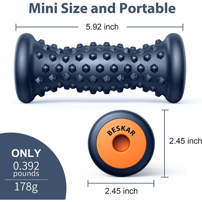 Масажний ролик для ніг при підошовному фасціїті, портативний гумовий масажний ролик для полегшення болю в склепінні склепіння стопи Масажер ролик для болю в склепінні стопи, болю в п'ятковій шпорі, зняття стресу, нейропатії (темно-синій)