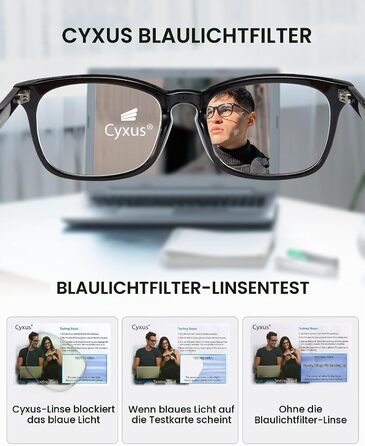 Окуляри Cyxus з фільтром синього світла, без діоптрій, захист від випромінювання ноутбуків, смартфонів, планшетів та інших екранів, класичний чорний