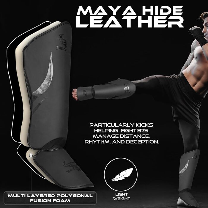 Щитки для гомілок BEAST RAGE для кікбоксингу, муай-тай, бойових мистецтв, захист ніг із захистом підйому стопи, щитки для гомілок, карате, боксу, тренувального спорядження MMA, спарингу, бразильського джиу-джитсу, таїландського кульмінатора, чорні S/M