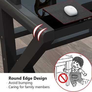 Комп&39ютерний стіл із загартованого скла з металевим каркасом у формі літери Z Сучасний ігровий стіл для домашнього офісу, студентського столу, особистого робочого простору, білий, 39 дюймів