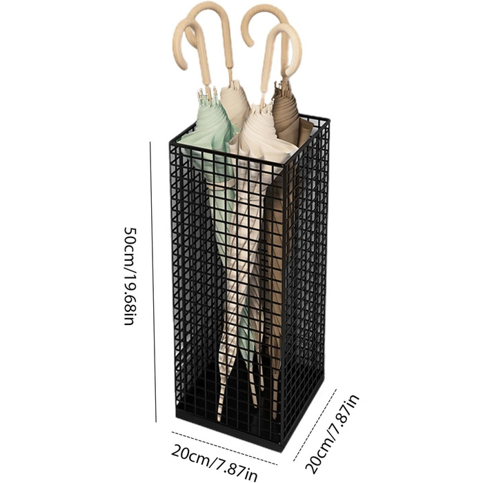 Тримач парасольки для передпокою, підставка для парасольки - органайзер для зберігання парасольки, підставка для парасольки великого об'єму для домашнього господарства, вміщує палиці та парасольки в дверній коробці чорного кольору