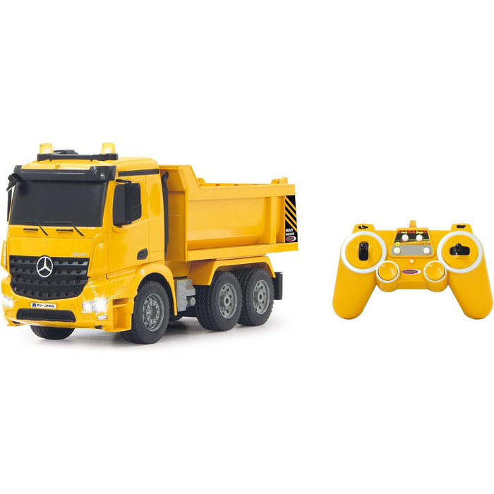 Позашляховик-самоскид Mercedes-Benz Arocs 2,4 ГГц - Кузов підіймається/опускається, реалістичний звук двигуна, клаксон, звук попередження про рух заднім ходом, повний привід, жовті світлодіодні сигнальні вогні, програмовані функції, 404940 -