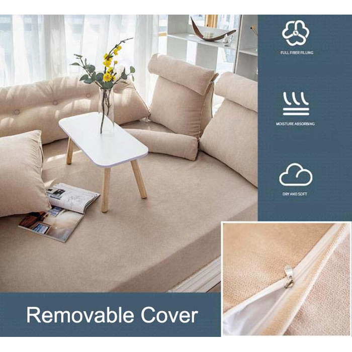 Клиноподібна подушка для читання з регульованою підтримкою шиї та спини, подушка для спинки дивана, ліжка, узголів&39я, подушка для підтримки попереку (сіра)