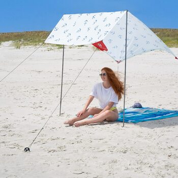 Пляжний сонцезахисний намет Red Suricata Teepee Захист від сонця на пляжі для 1-2 осіб, пляжна парасолька UPF50 з 2 алюмінієвими стійками та поперечиною, 4 міцними гвинтами для кріплення до землі Легкий сонцезахисний намет Tulum Cotton