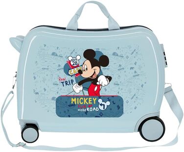 Дитяча валіза Disney Mickey Road Trip Blue 50 x 39 x 20 см жорсткий ABS бічний кодовий замок 34 л 1,8 кг 4 колеса ручна поклажа Maleta Infantil