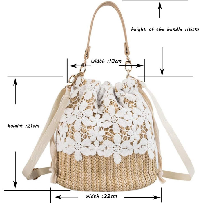 Солом'яна сумка через плече, Жіноча сумка з верхньою ручкою, Літо, Пляж, Гаманець, Сумка через плече, Квітка, Один розмір