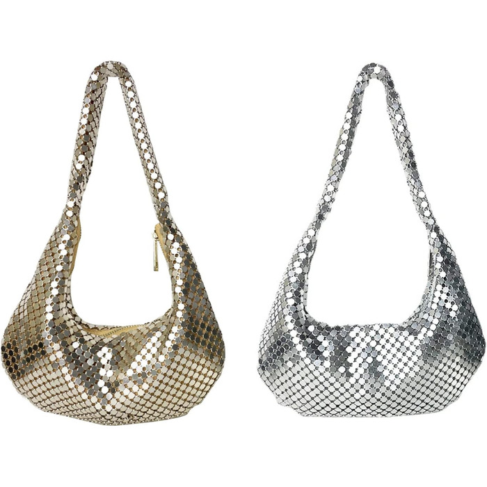 Жіноча сумка на вечірку, клатч з металевими паєтками, золота однотонна сумочка на ланцюжку