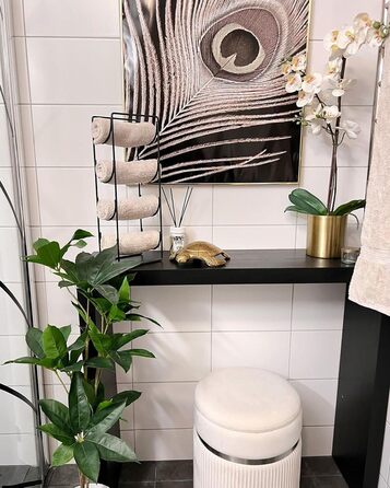 Пуф Beliani з місцем для зберігання, круглий оксамитовий, білий, комплект з 2 предметів, пуф Glamour Camdenton