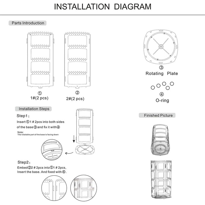 Поворотний органайзер для ювелірних виробів Підставка для ювелірних виробів Акриловий дисплей, що обертається на 360, Тримач для сережок 4 рівні Стійка для ювелірних виробів Дисплей Classic Підставка 160 отворів і 168 пазів для намиста Сережки Пірсинг Cle
