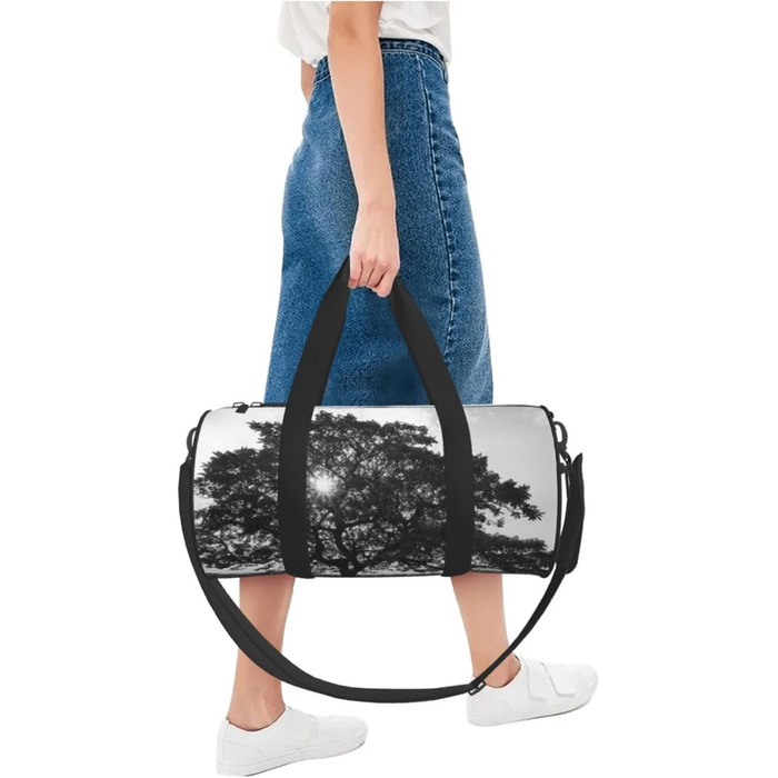 Спортивна сумка, дорожня сумка, сумка для подорожей, сумка з принтом дерева, сумка на ніч, чорна, універсальний розмір