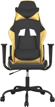 Ігрове крісло Tidyard з функцією масажу, офісне крісло, ігрове крісло, геймерське крісло, чорно-золота штучна шкіра