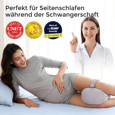 Подушка для колін Momcozy для сну на боці з охолоджувальним чохлом - ортопедична подушка для ніг з піною з ефектом пам&39яті від болю в стегнах, спині та сідничному нерві, регульований ремінь, ергономічний розподіл тиску, сірий колір