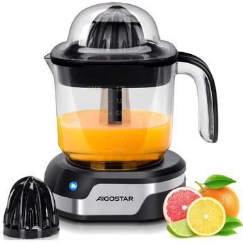 Електрична соковижималка для цитрусових, великий об'єм 1,2 л, соковижималка зі світлодіодним робочим підсвічуванням і 2 знімними к