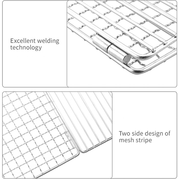 Компактна складна сітка для гриля, складна гриль-піч, кемпінг на свіжому повітрі, нержавіюча сталь, риба, нержавіюча сталь