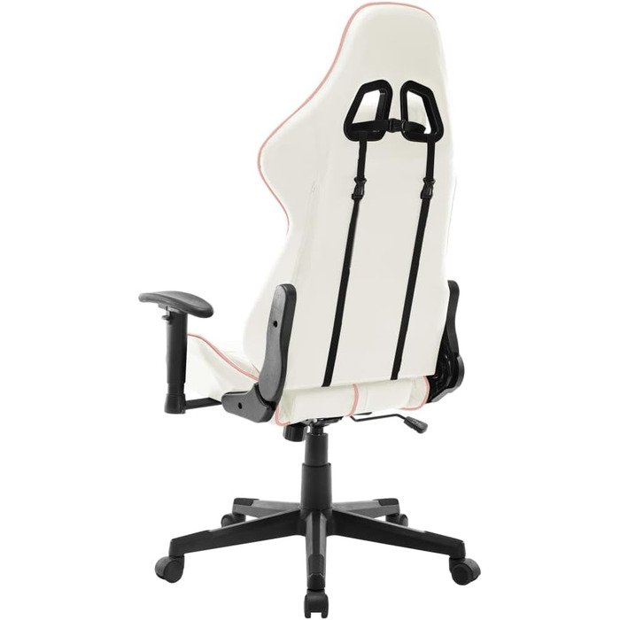 Геймерське крісло, біла та рожева штучна шкіра