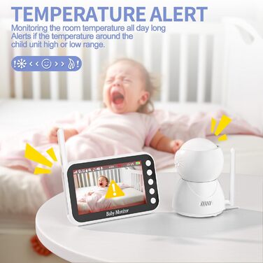 Радіоняня з камерою 4,3-дюймовий відеомонітор 720p 2000mah Батарея Відеозапис Цифрове збільшення Двостороннє аудіо Режим VOX Нічне