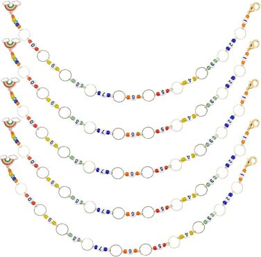 Коробка з 6 лічильниками рядків ланцюжка для вязання Симпатичні намистини з цифрами 09 Маркери для вязання гачком Підвіска Емальована веселкова підвіска Знімна підрахунок рядів із застібками з омарами для рукоділля, 1