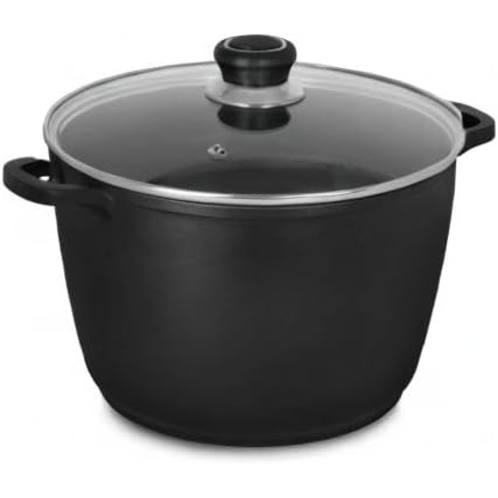 Лита алюмінієва універсальна каструля Krger Delta зі скляною кришкою - 24 см - каструля для приготування здорових та нежирних стра